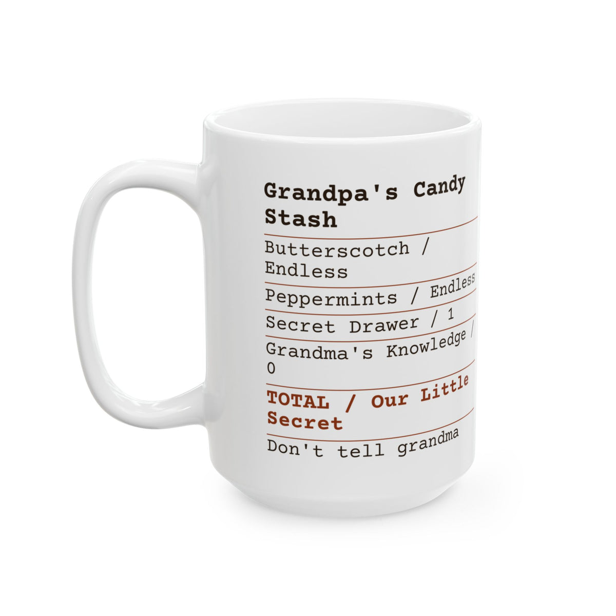 Funny Grandpa Candy Receipt Coffee Mug Secret For Grandpa