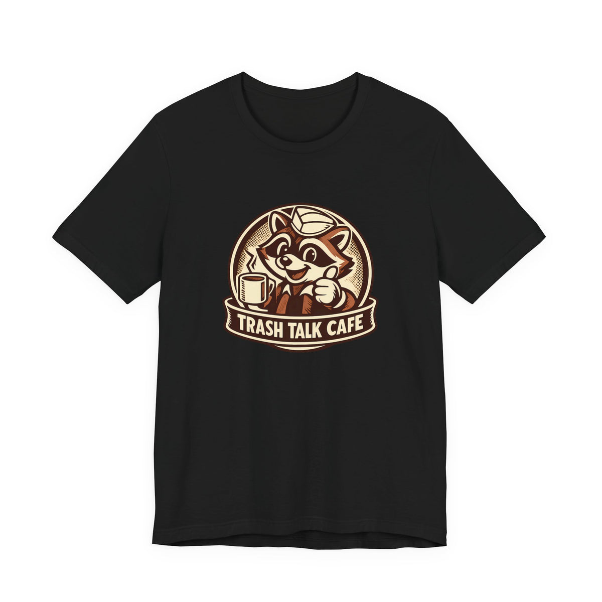 Trash Talk Cafe Funny Retro Raccoon Coffee Shirt