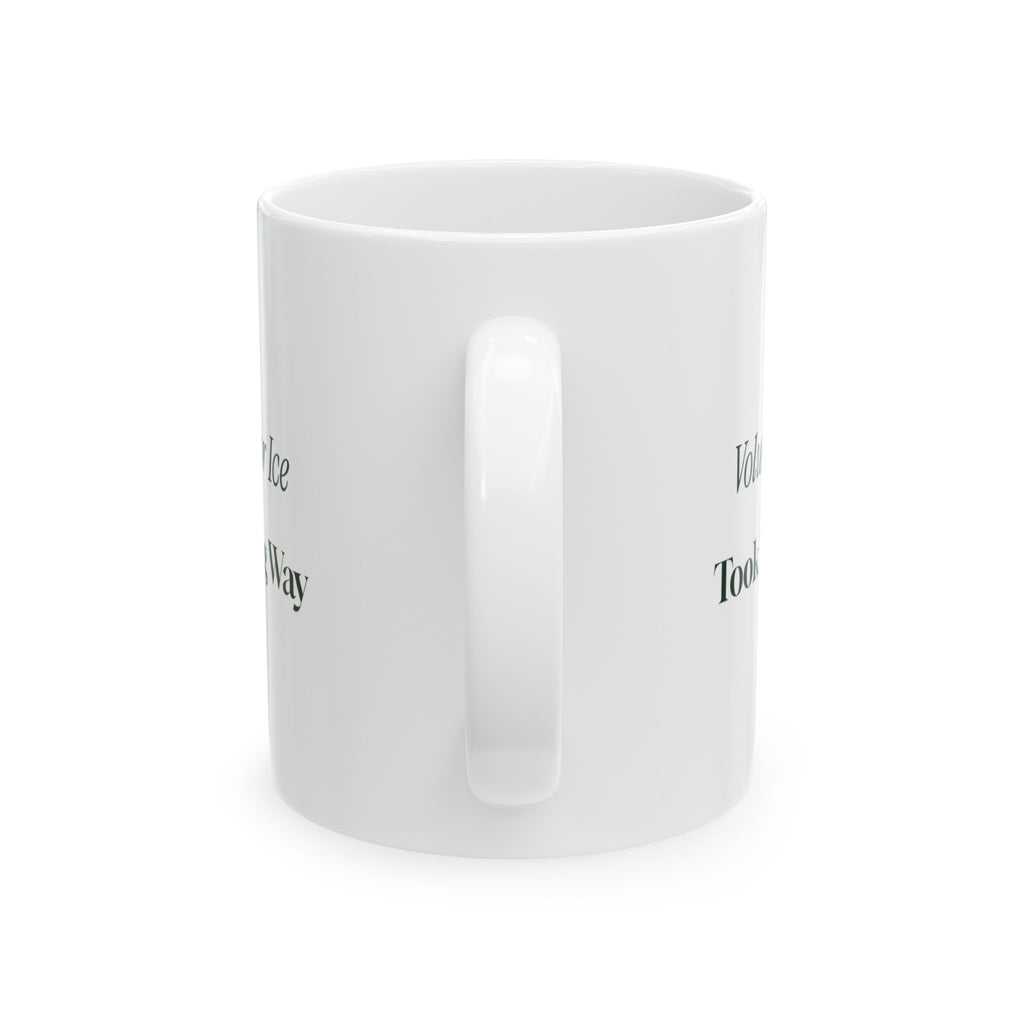 Funny Introvert Holiday Coffee Mug Volunteered For The Ice Run