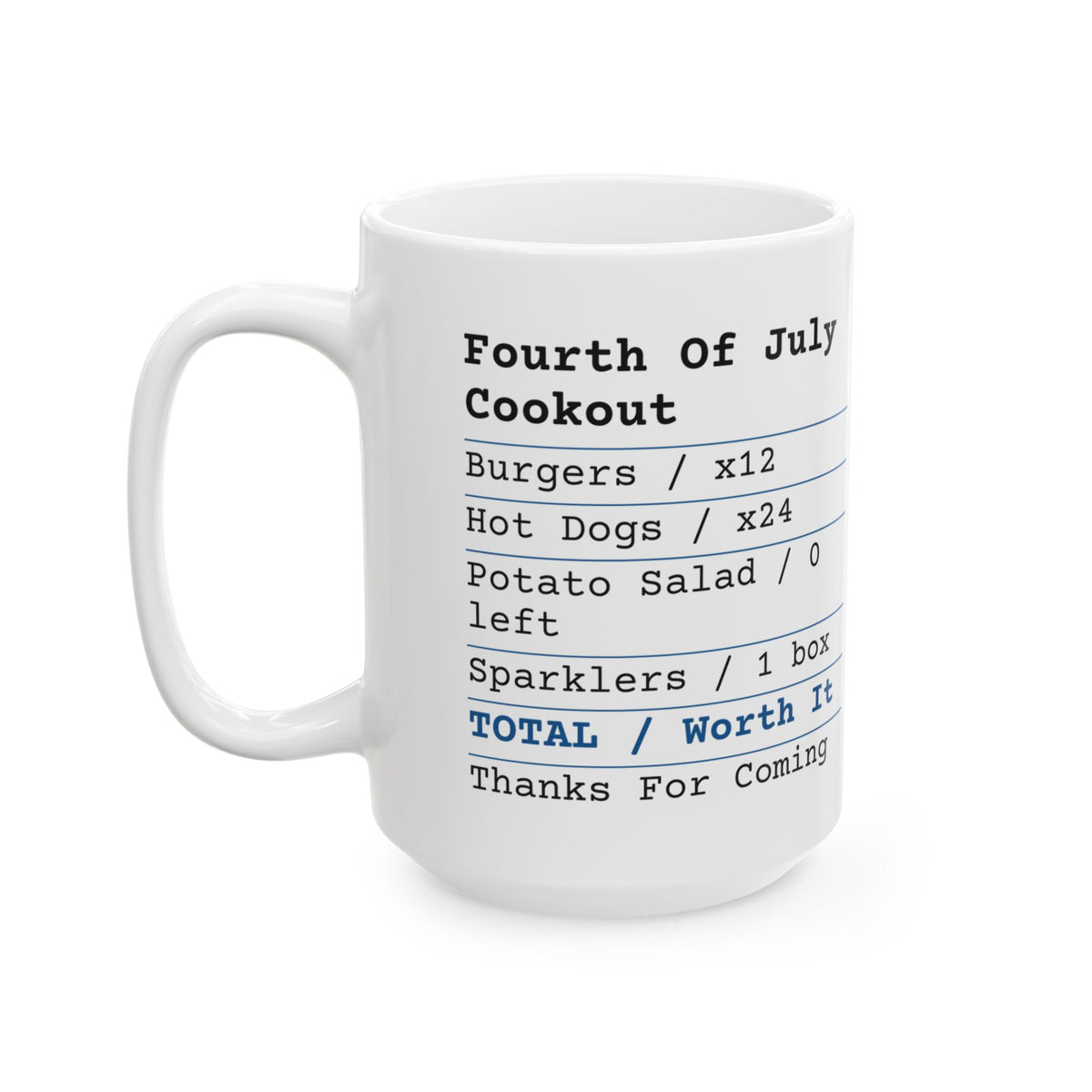 Funny Cookout Receipt Coffee Mug Fourth Of July For Host