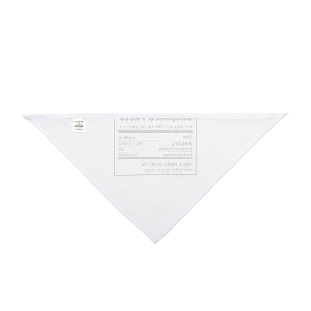 Funny German Shepherd Dog Bandana Shepherd Facts Nutrition Label