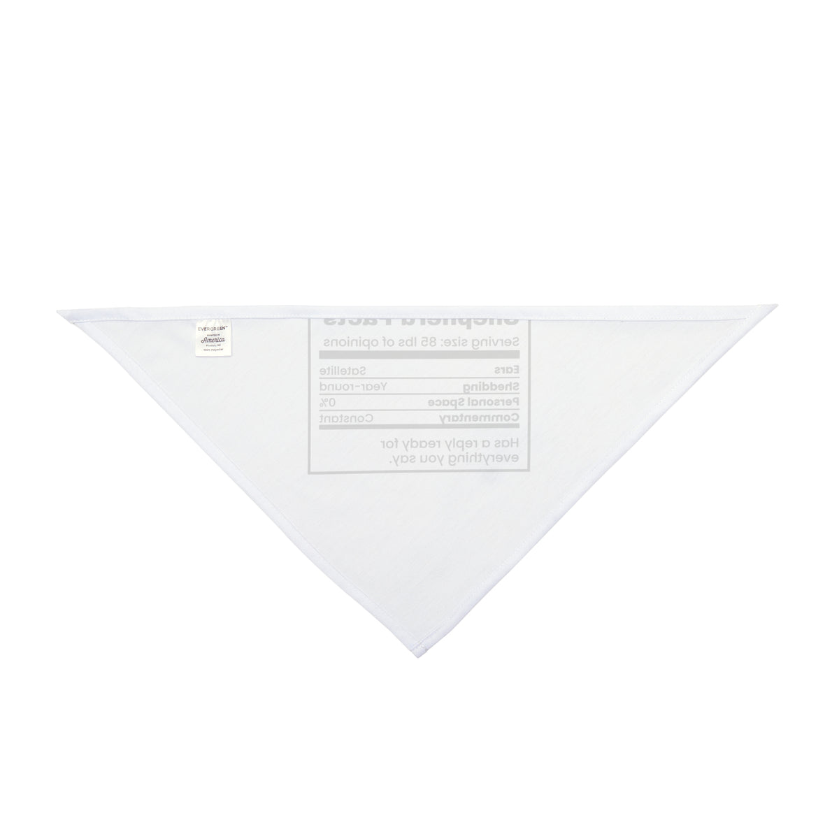 Funny German Shepherd Dog Bandana Shepherd Facts Nutrition Label