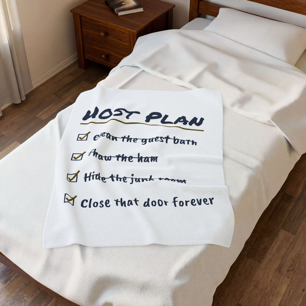 Funny Holiday Host Throw Blanket Hide The Junk Room Checklist