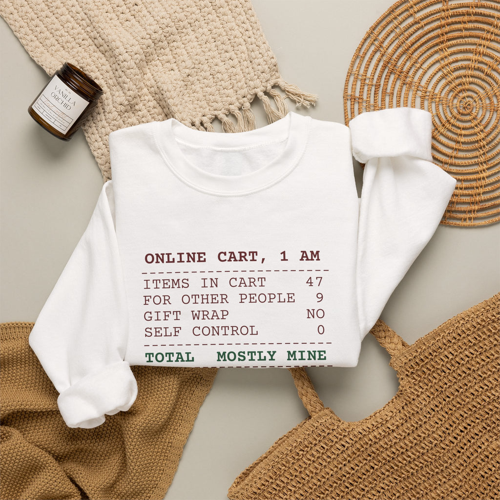 Funny Christmas Shopping Sweatshirt Items In Cart 47 Receipt