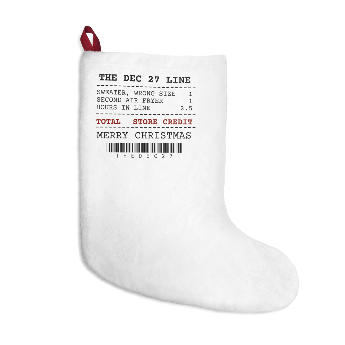 Funny Christmas Stocking Exchange Desk Receipt Store Credit
