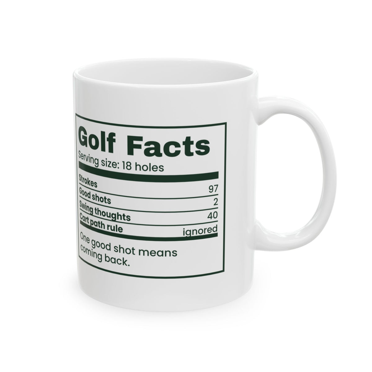 Funny Golf Coffee Mug Golf Facts Nutrition Label