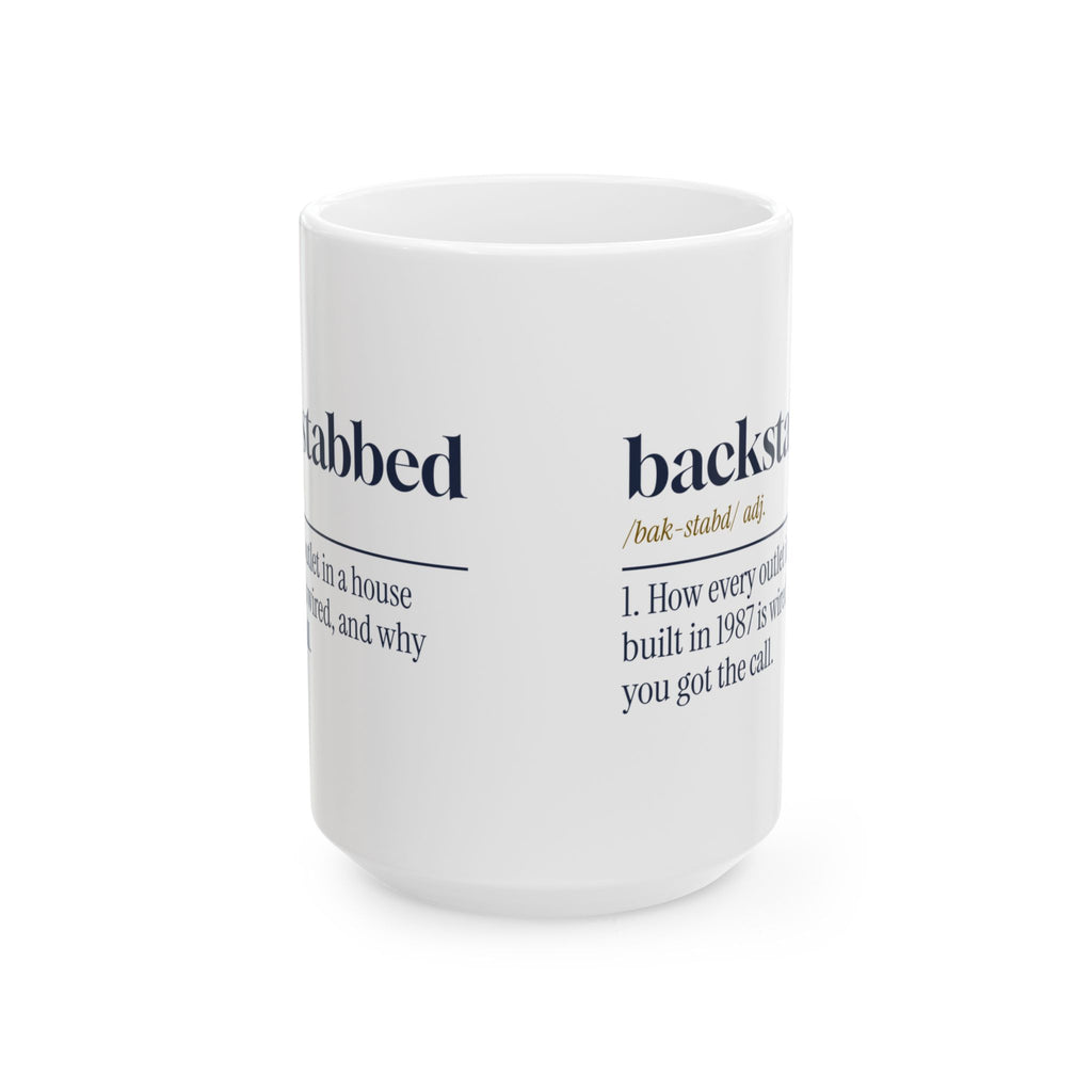 Funny Electrician Coffee Mug Backstabbed Definition For Electricians