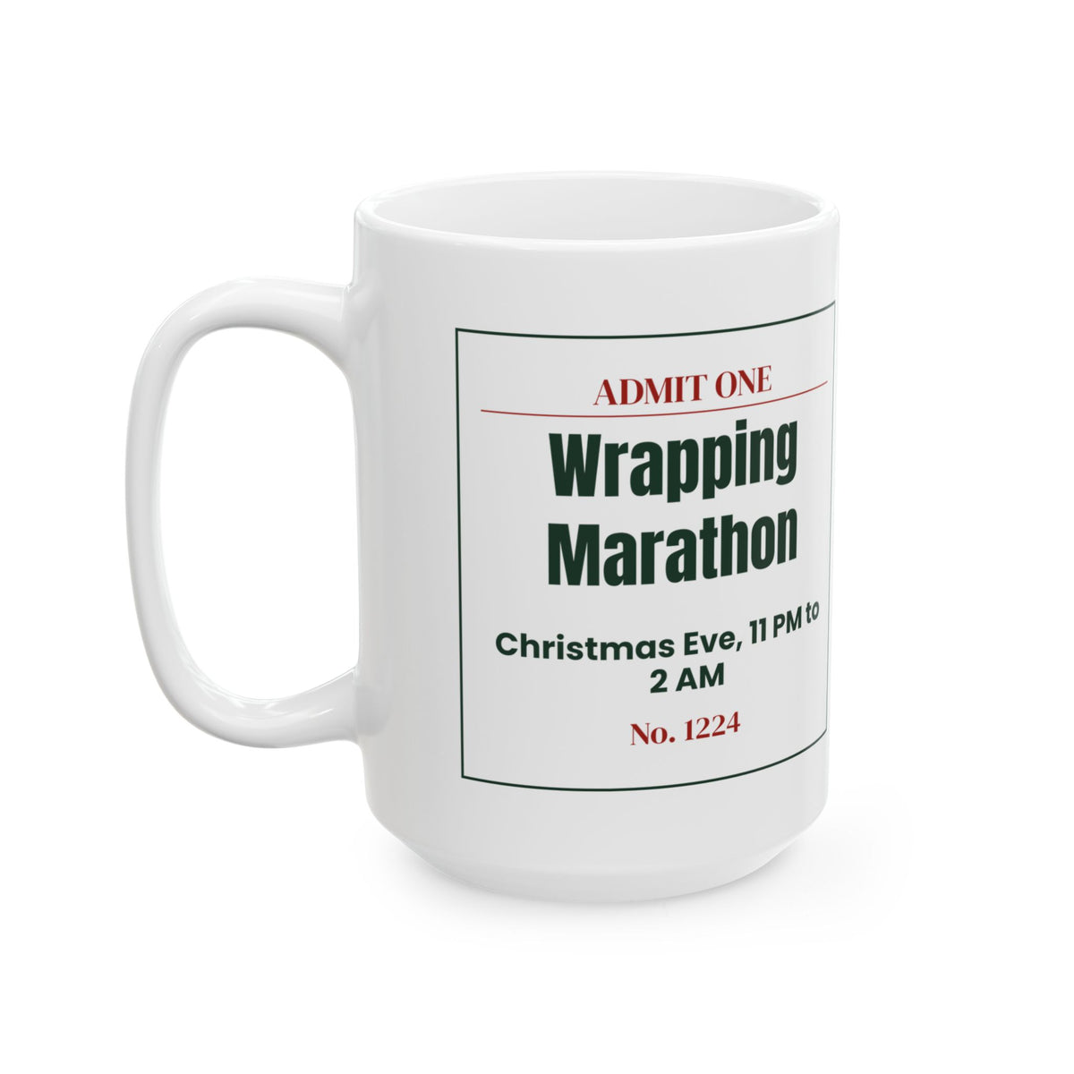 Funny Christmas Coffee Mug Wrapping Marathon Ticket For Mom And Dad