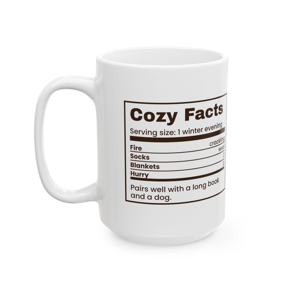 Christmas Coffee Mug Cozy Facts Nutrition Label Winter Evening