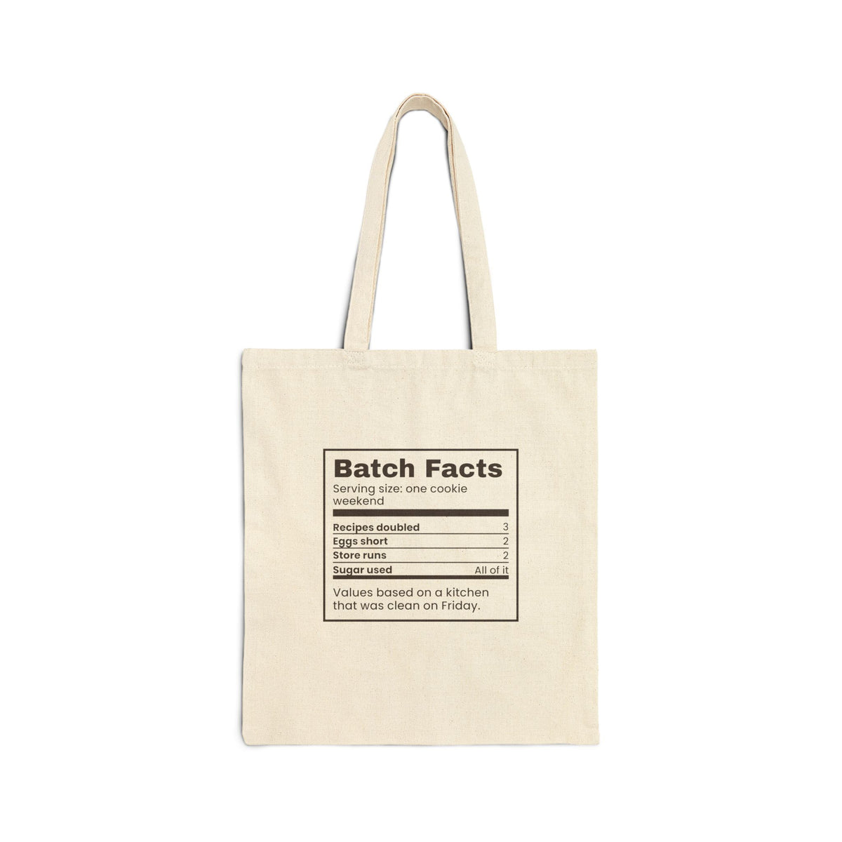Funny Christmas Cookie Baking Tote Bag Batch Facts Nutrition Label
