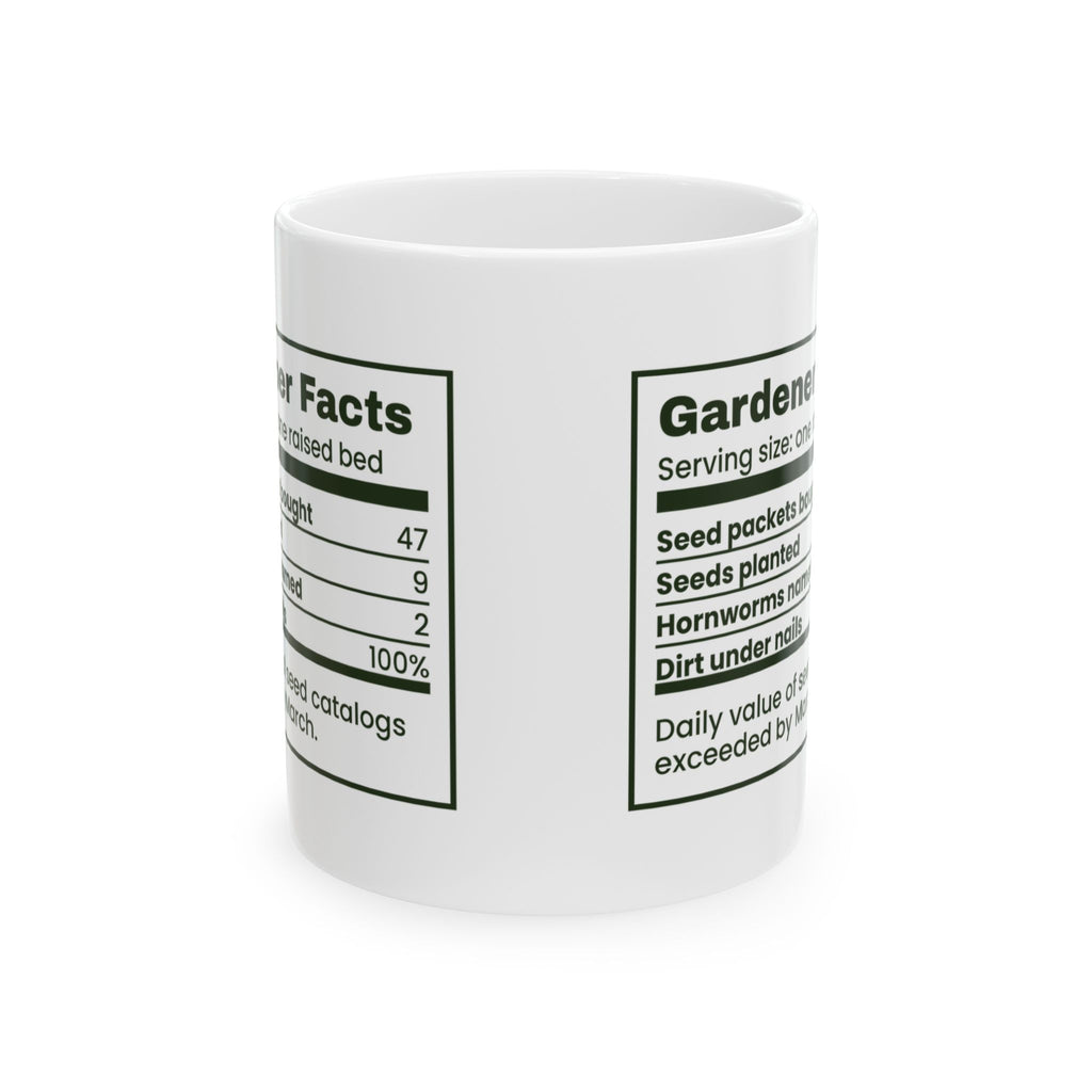 Funny Gardener Coffee Mug Seed Packets Nutrition Facts For Gardeners