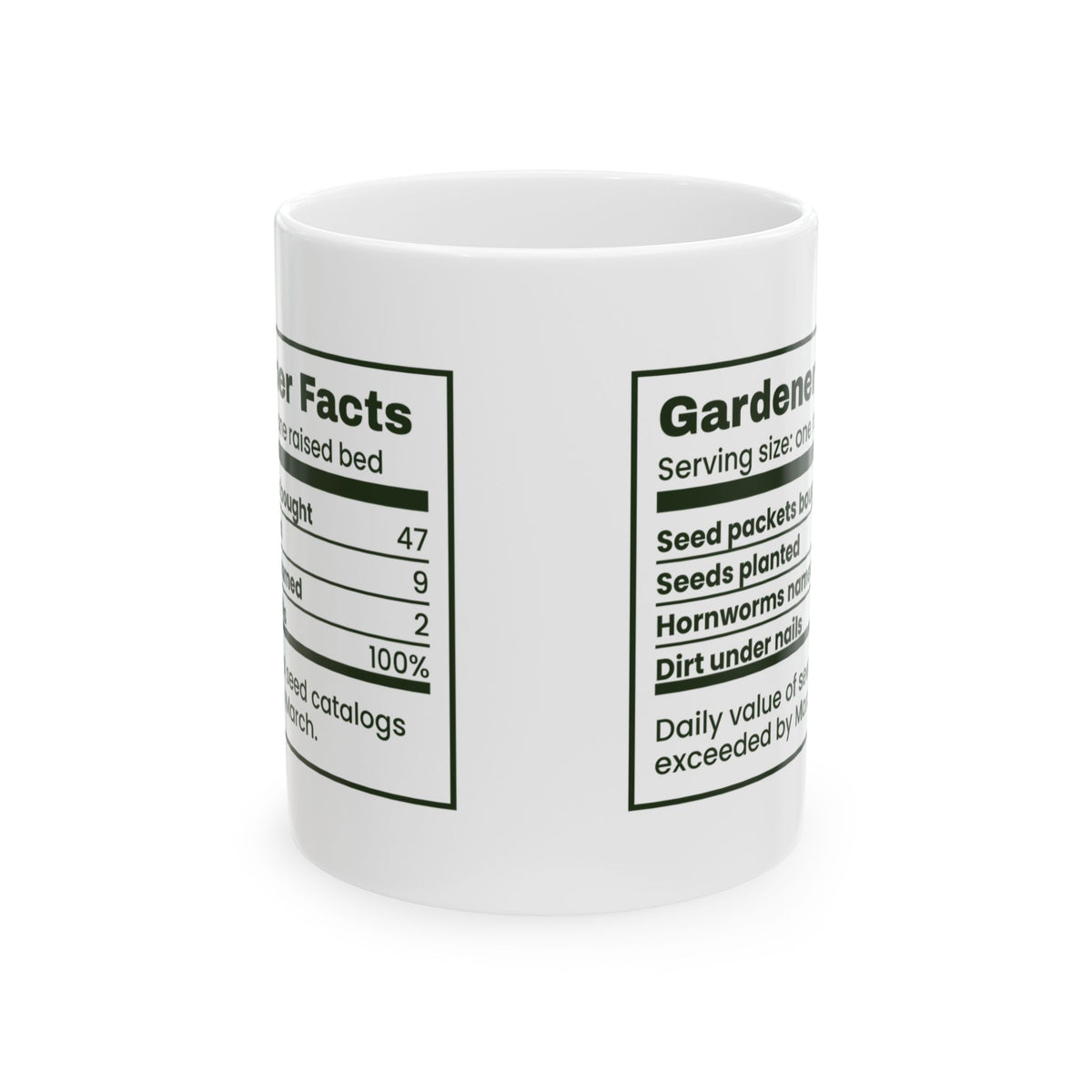 Funny Gardener Coffee Mug Seed Packets Nutrition Facts For Gardeners