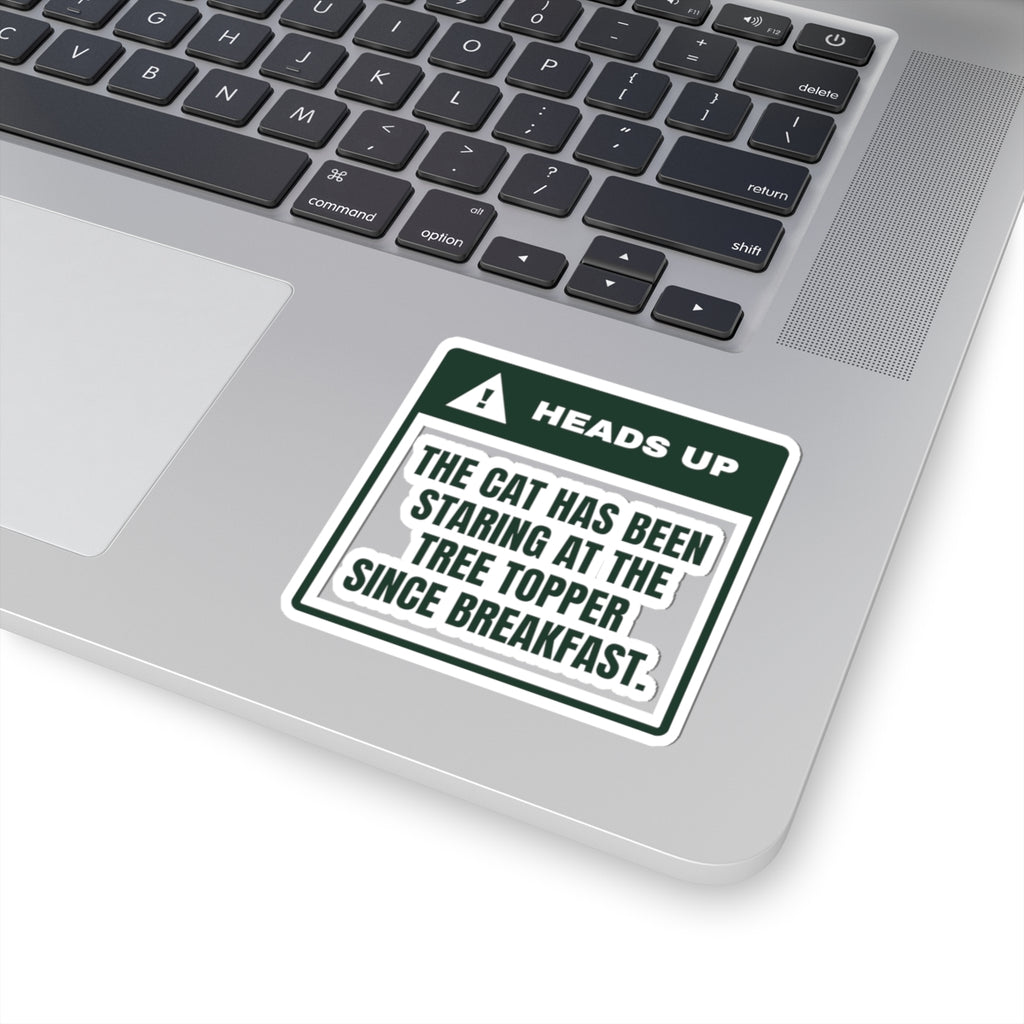 Funny Christmas Sticker Staring At The Topper Since Breakfast