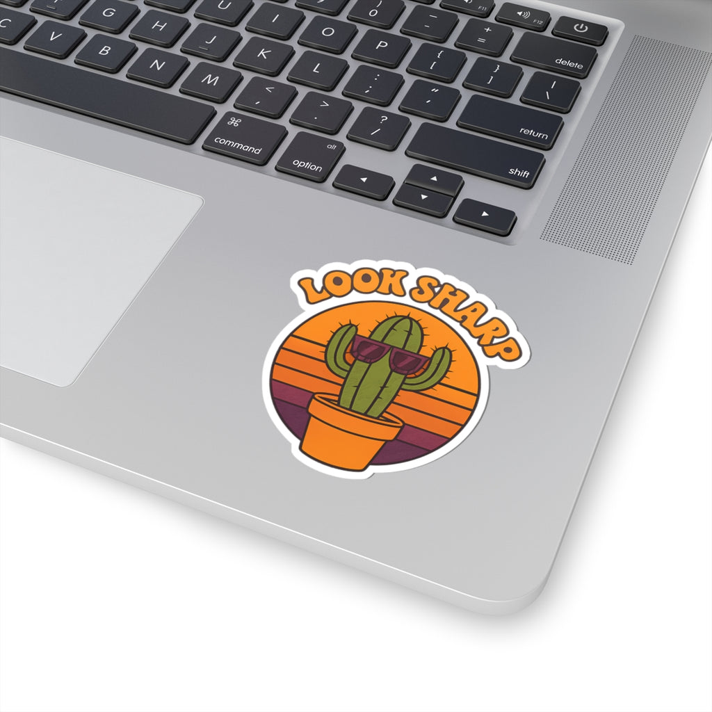 Look Sharp Funny Retro Cactus Plant Lover Sticker