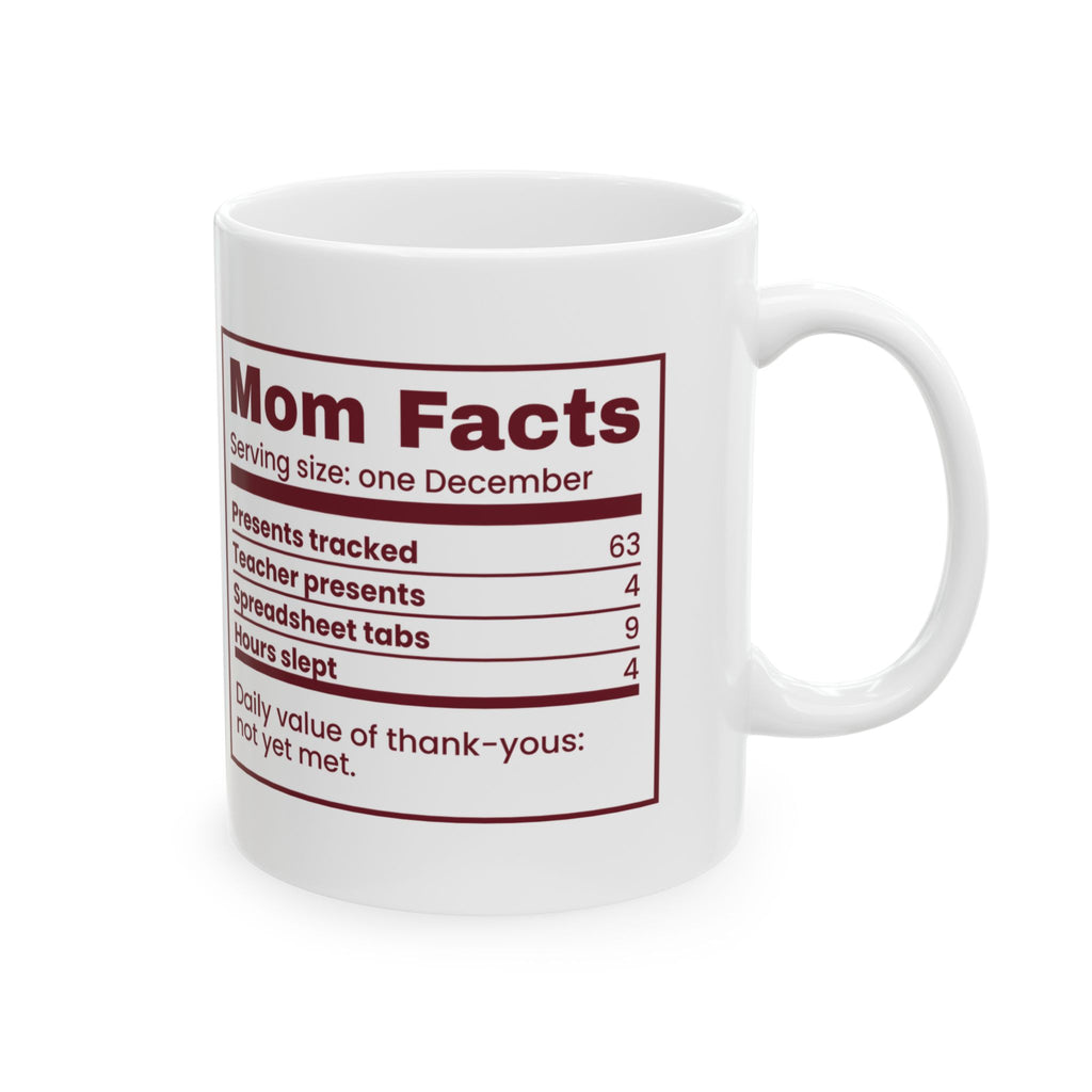 Funny Christmas Coffee Mug Mom Facts December Edition Nutrition Label
