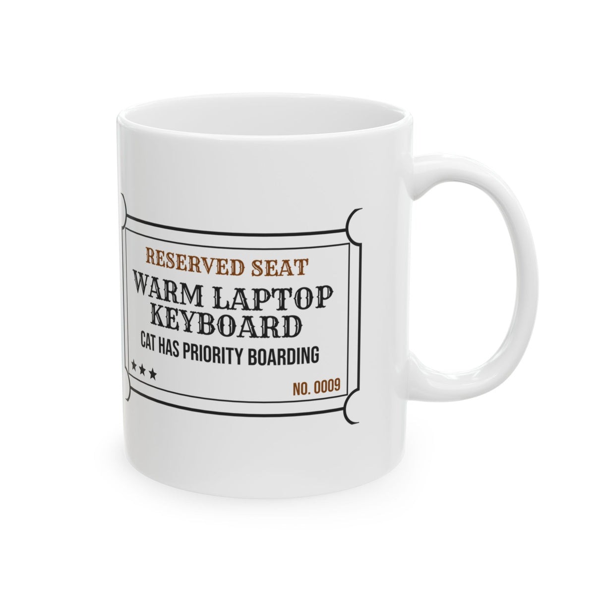 Funny Cat Dad Coffee Mug Reserved Seat Warm Laptop Keyboard