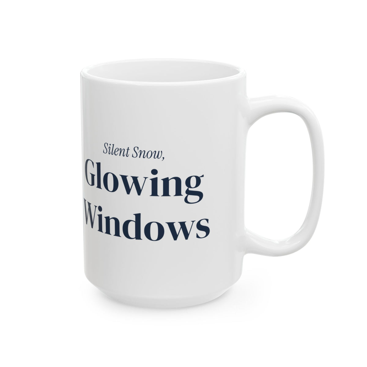 Cozy Winter Coffee Mug Silent Snow Glowing Windows