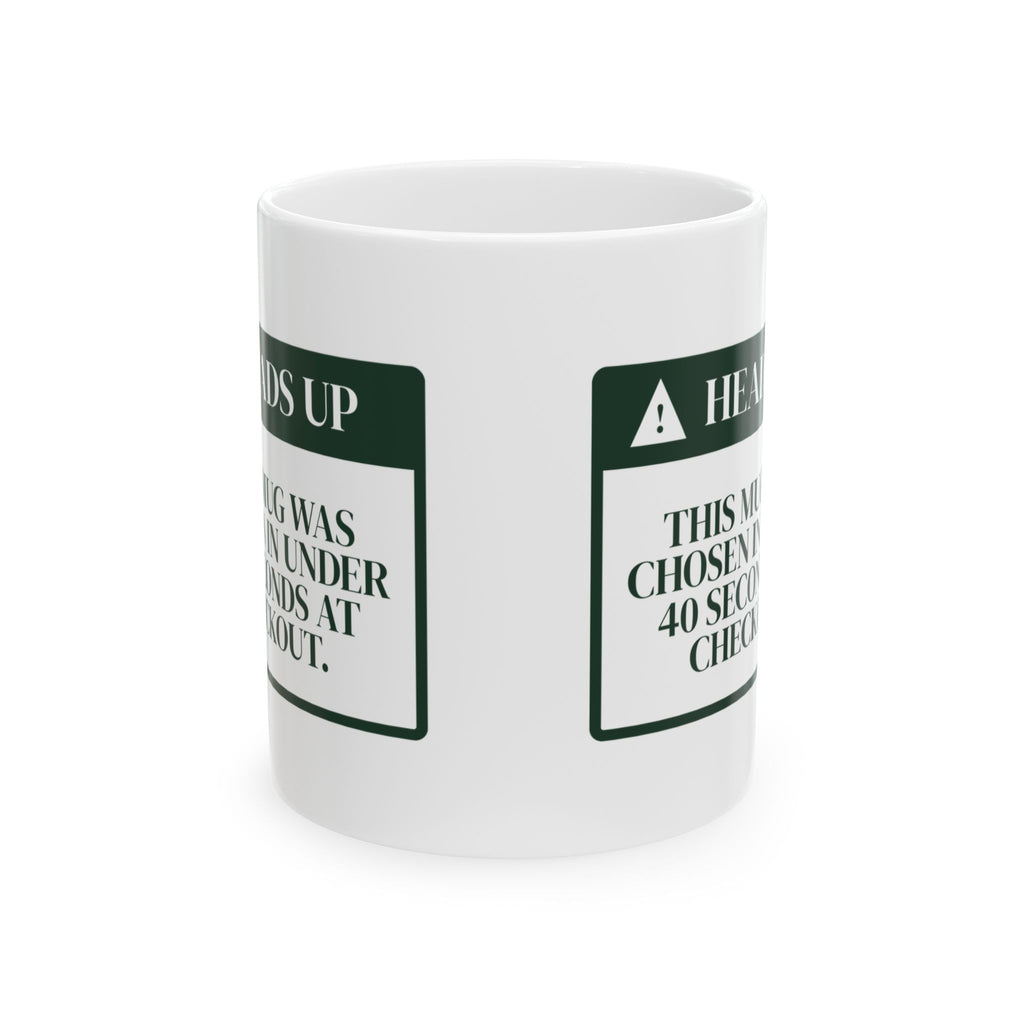 Funny White Elephant Coffee Mug Chosen In 40 Seconds Warning Label