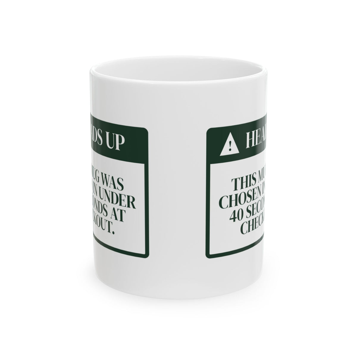 Funny White Elephant Coffee Mug Chosen In 40 Seconds Warning Label