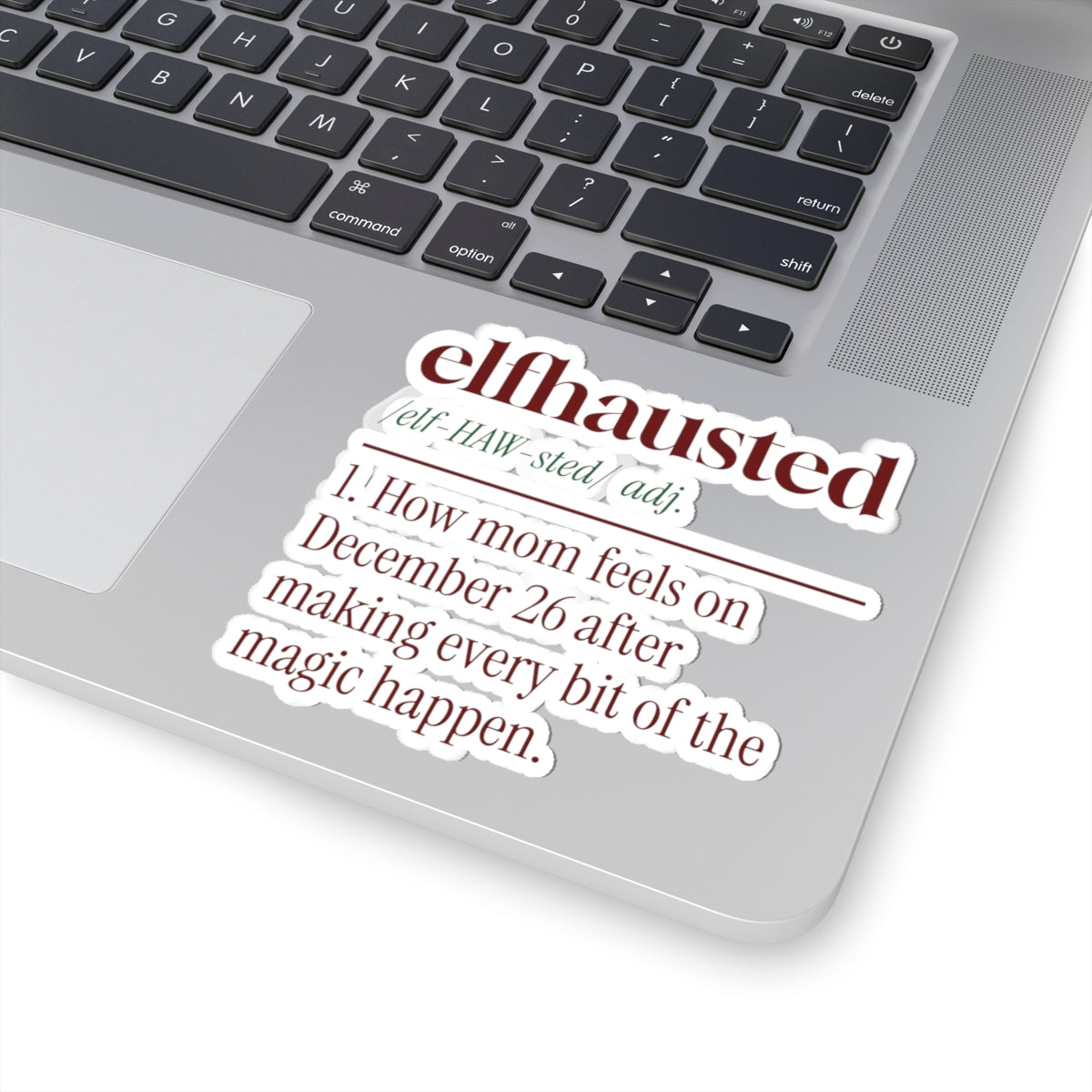 Funny Christmas Mom Sticker Elfhausted Dictionary Definition