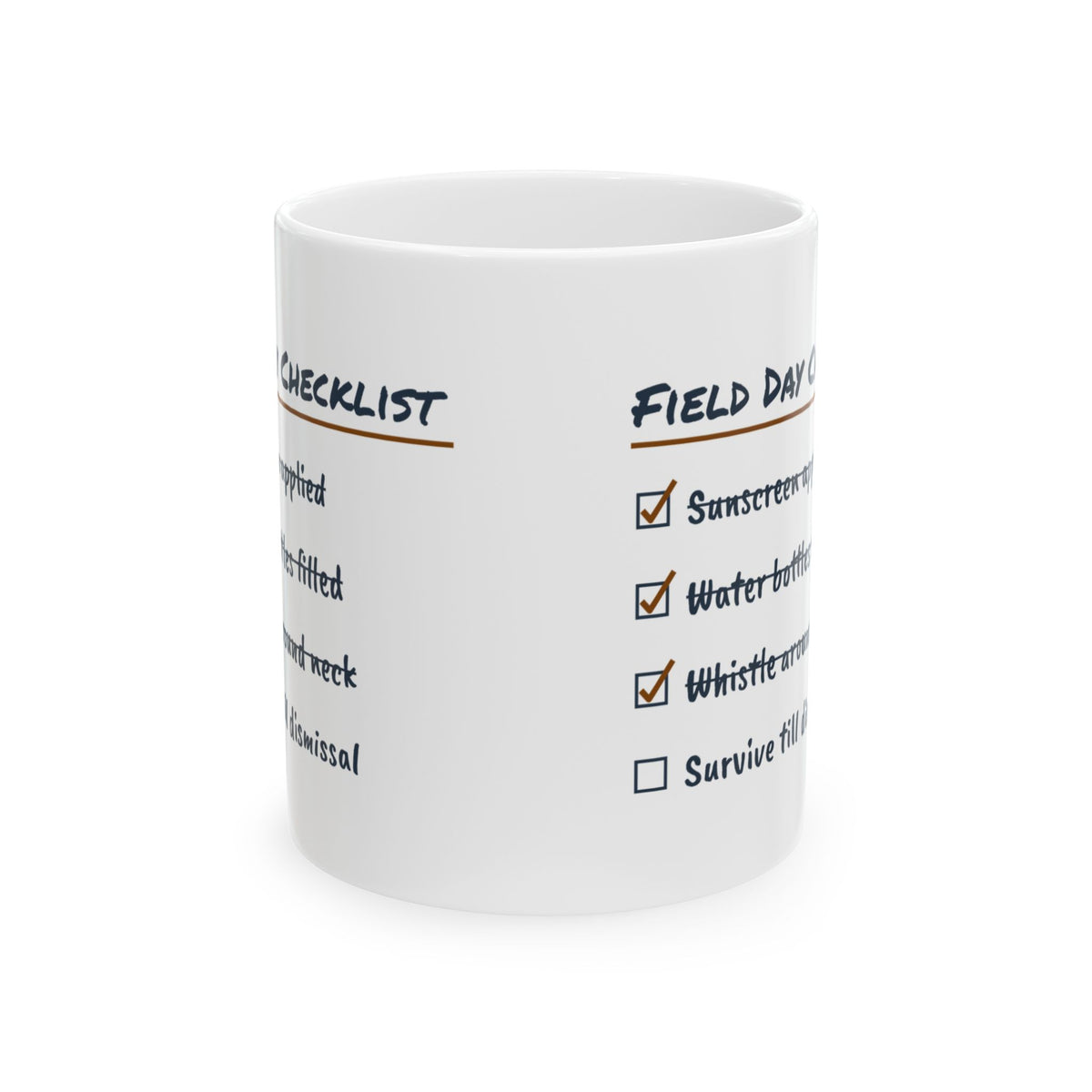 Funny Teacher Field Day Checklist Coffee Mug Survive Till Dismissal