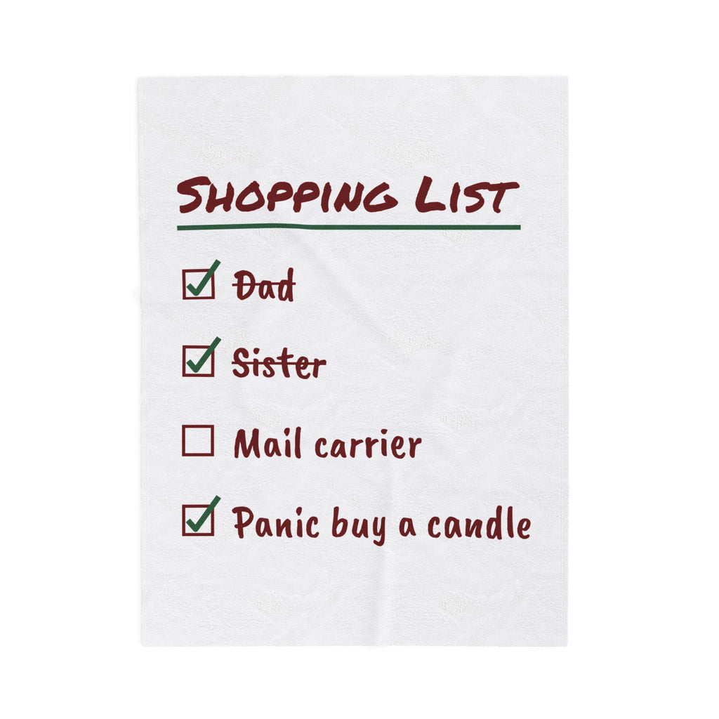 Funny Christmas Shopping Throw Blanket Panic Buy A Candle Checklist
