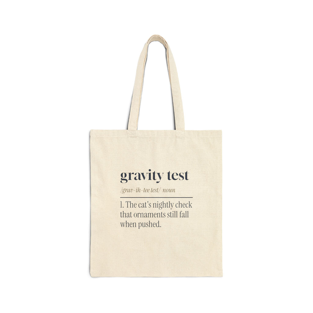 Funny Christmas Cat Tote Bag Gravity Test Dictionary Definition
