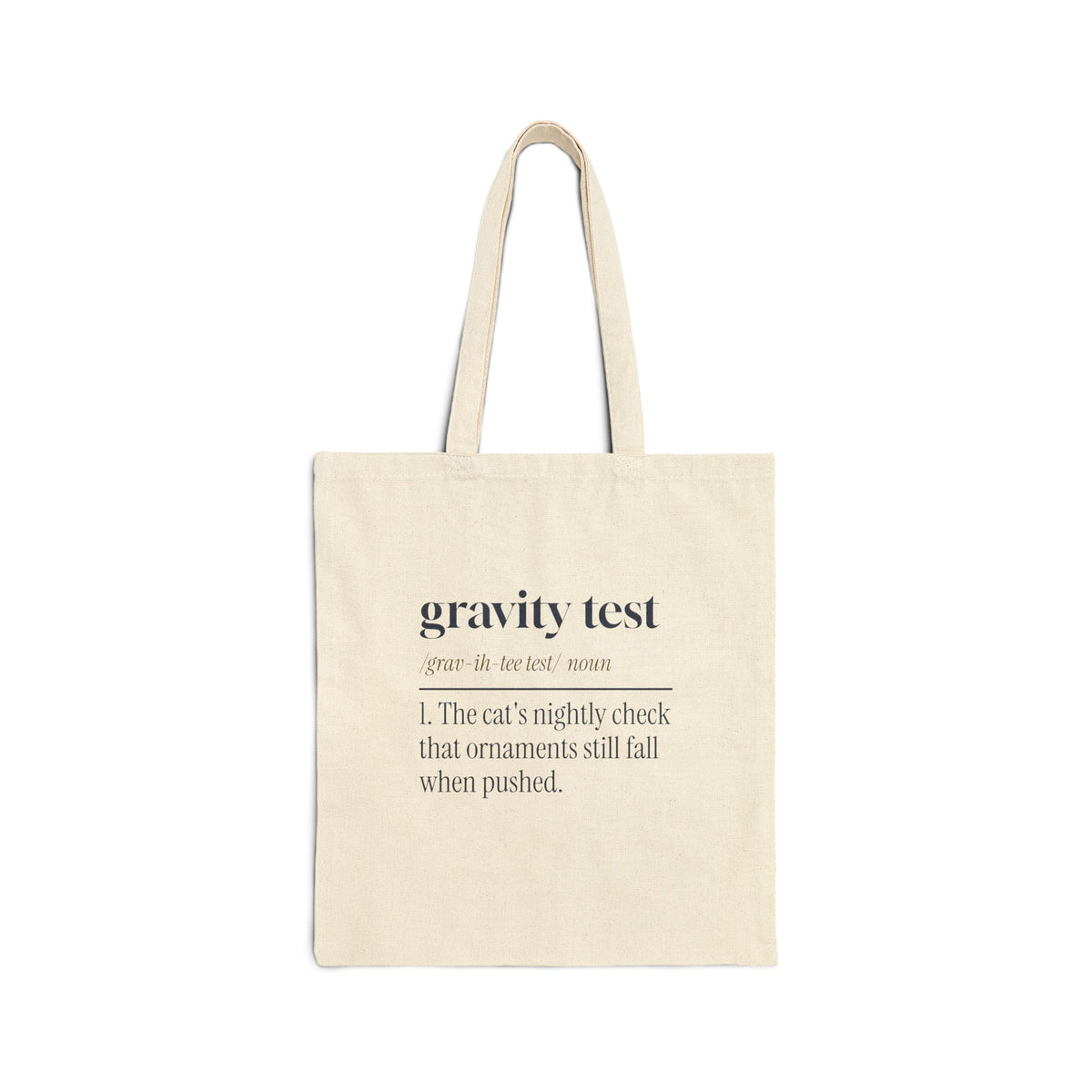 Funny Christmas Cat Tote Bag Gravity Test Dictionary Definition