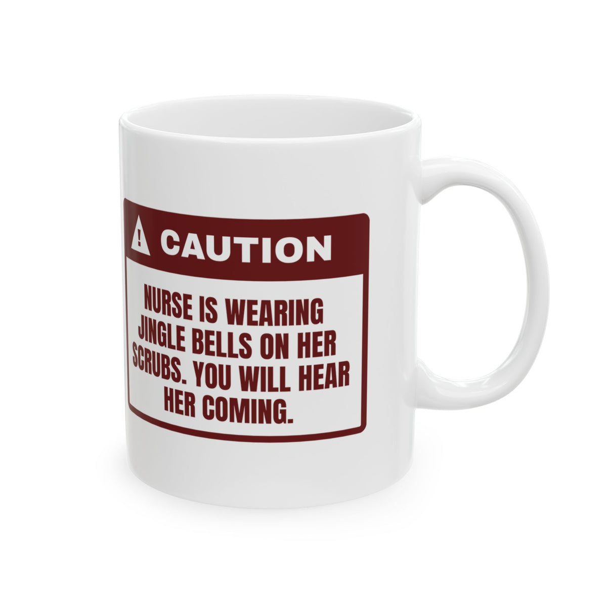 Funny Christmas Nurse Coffee Mug Jingle Bells On Scrubs Warning