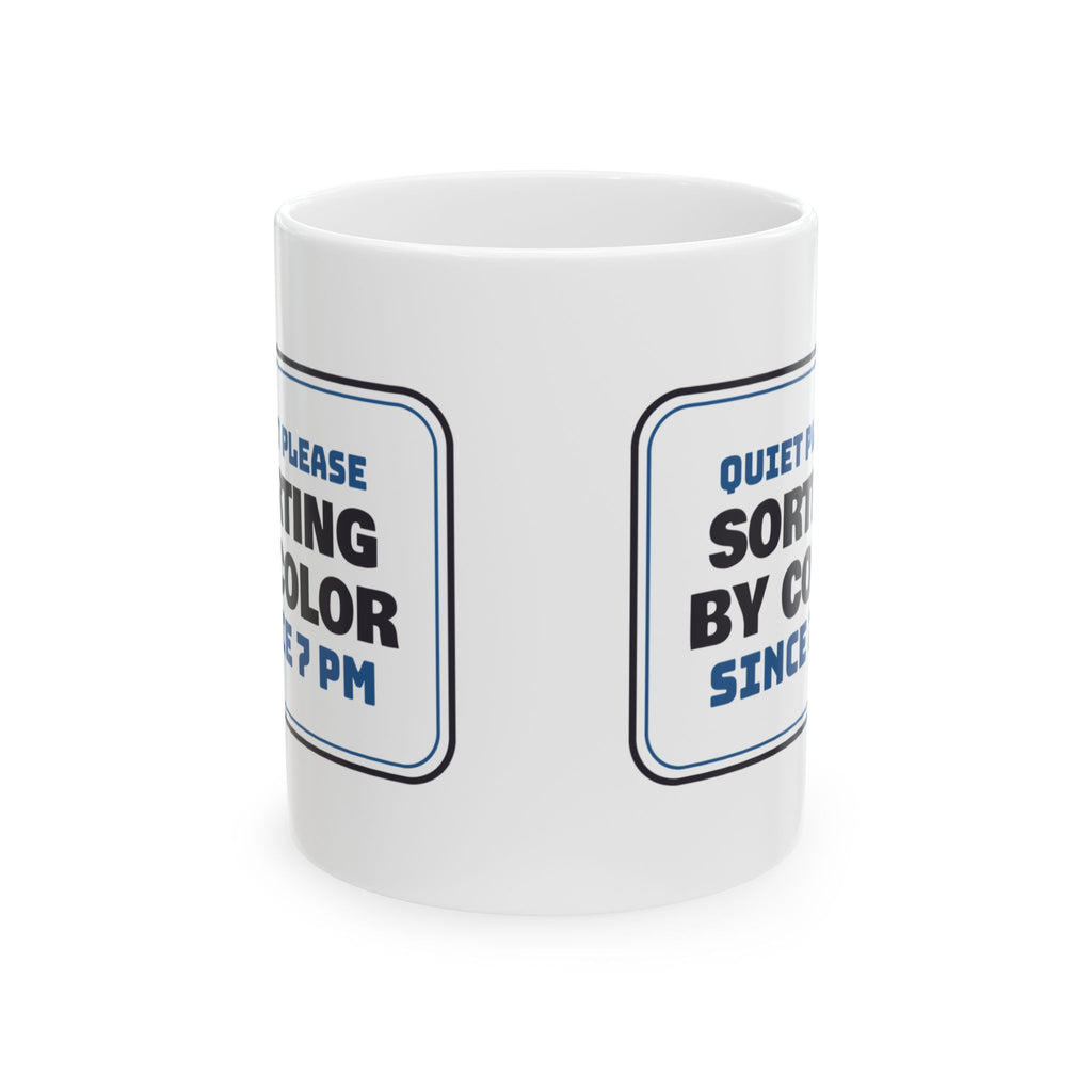 Funny Jigsaw Puzzle Mug Sorting By Color Since 7 PM Sign