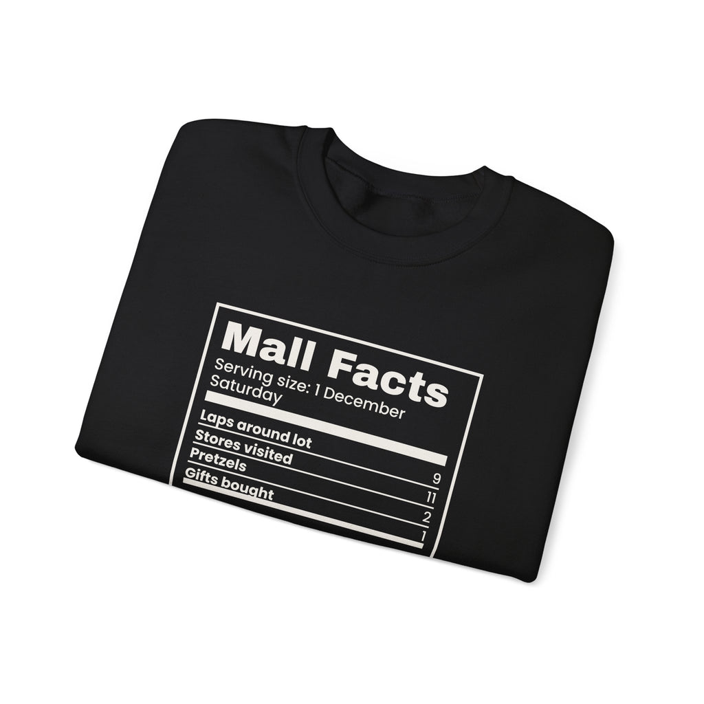 Funny Christmas Shopping Sweatshirt Mall Facts Nutrition Label