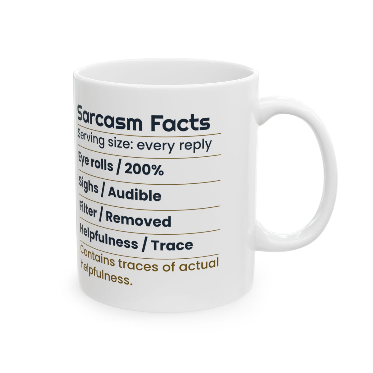 Funny Sarcastic Coffee Mug Sarcasm Facts Label For Coworkers