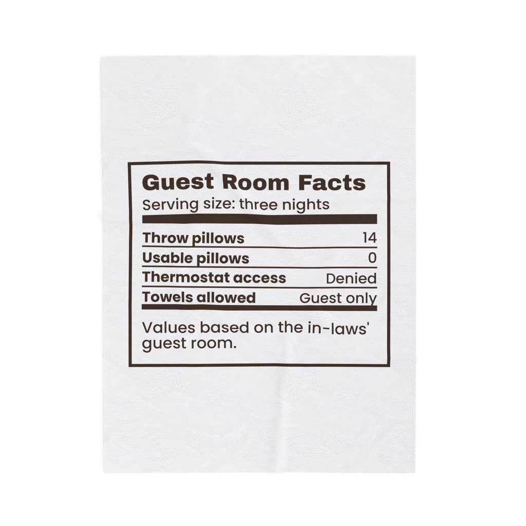 Funny In-Laws Christmas Visit Throw Blanket Guest Room Facts Label
