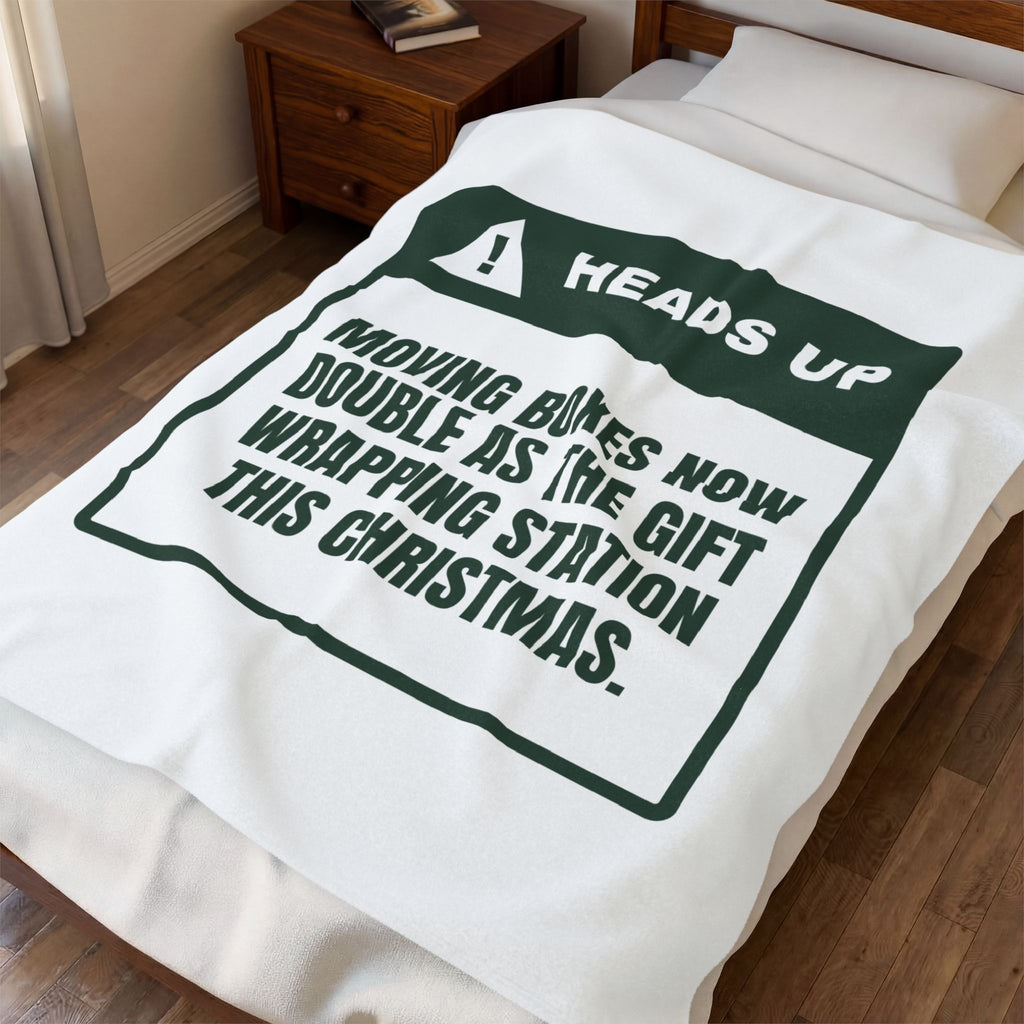 Funny New Home Christmas Throw Blanket Moving Boxes Doubled As Wrapping