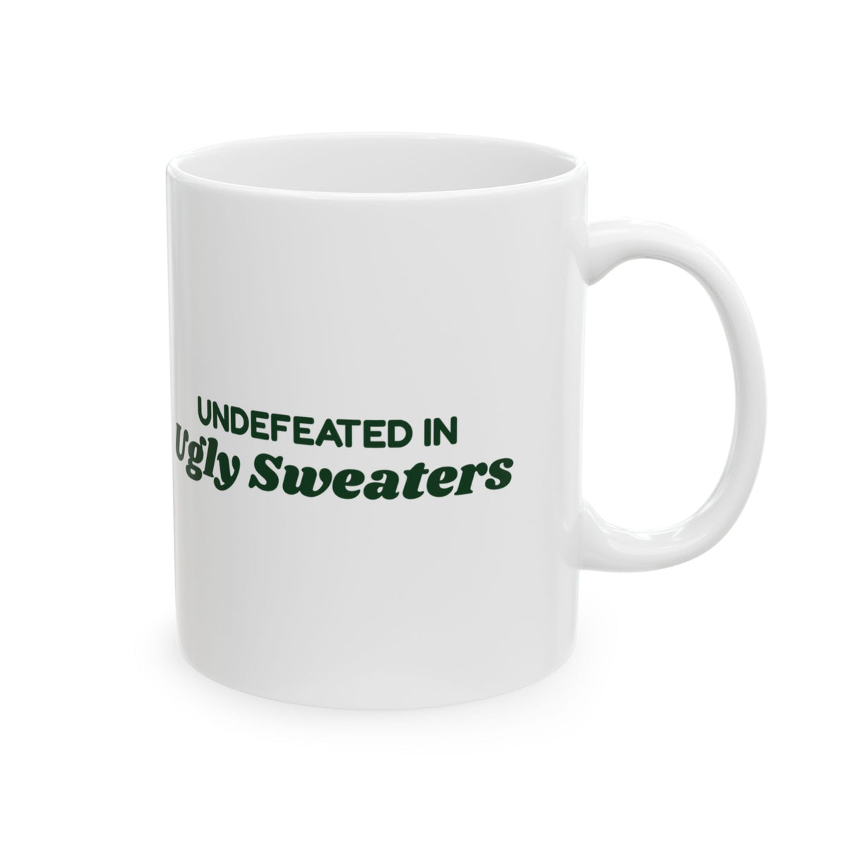Funny Christmas Coffee Mug Undefeated In Ugly Sweaters For Winners