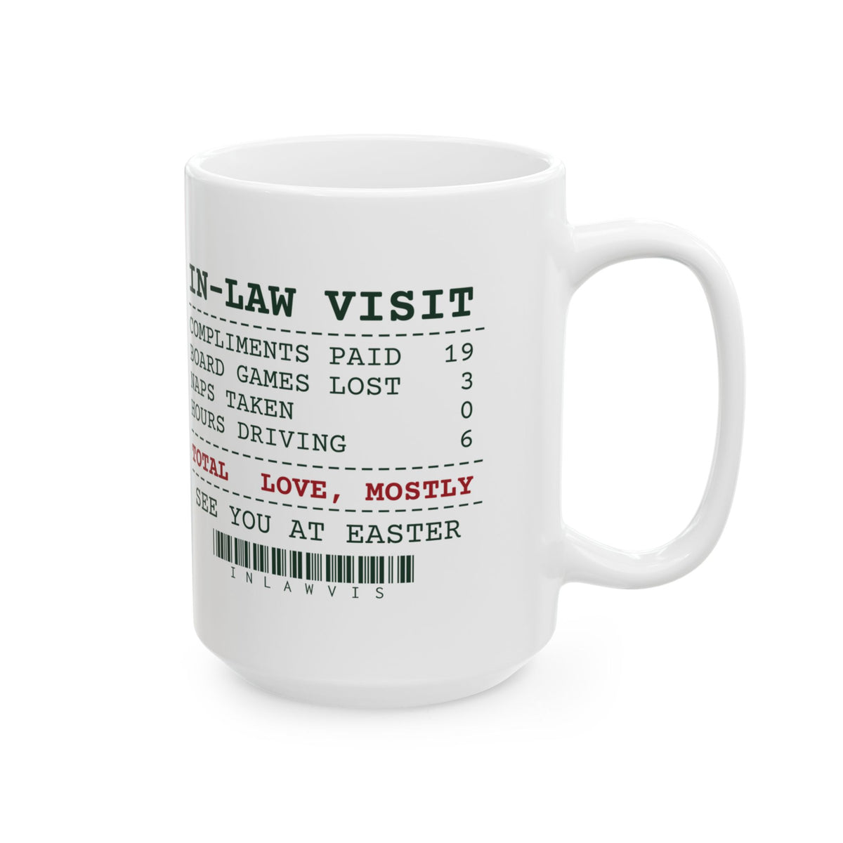 Funny Christmas In Laws Coffee Mug In-Law Visit Receipt