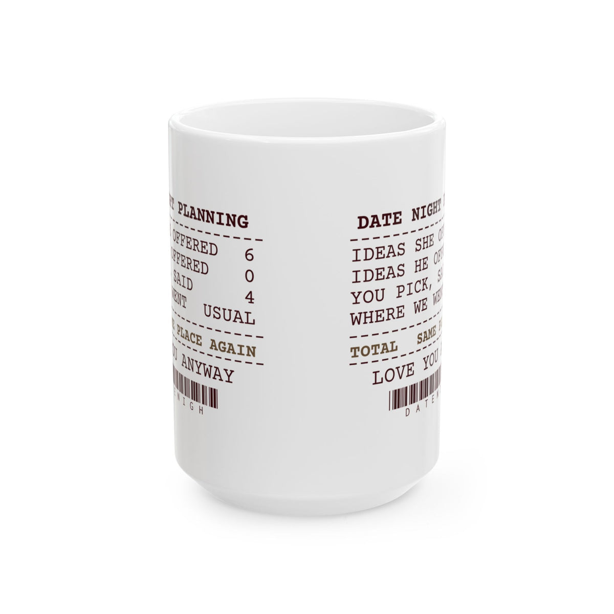 Funny Wife Coffee Mug Date Night Planning Receipt For Wives
