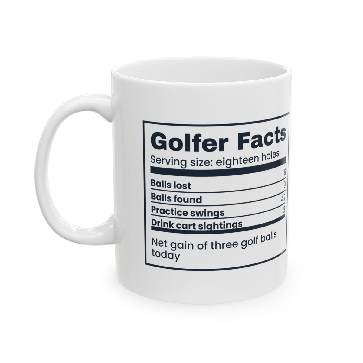 Funny Golfer Mug Golfer Facts Label Lost Six Found Nine