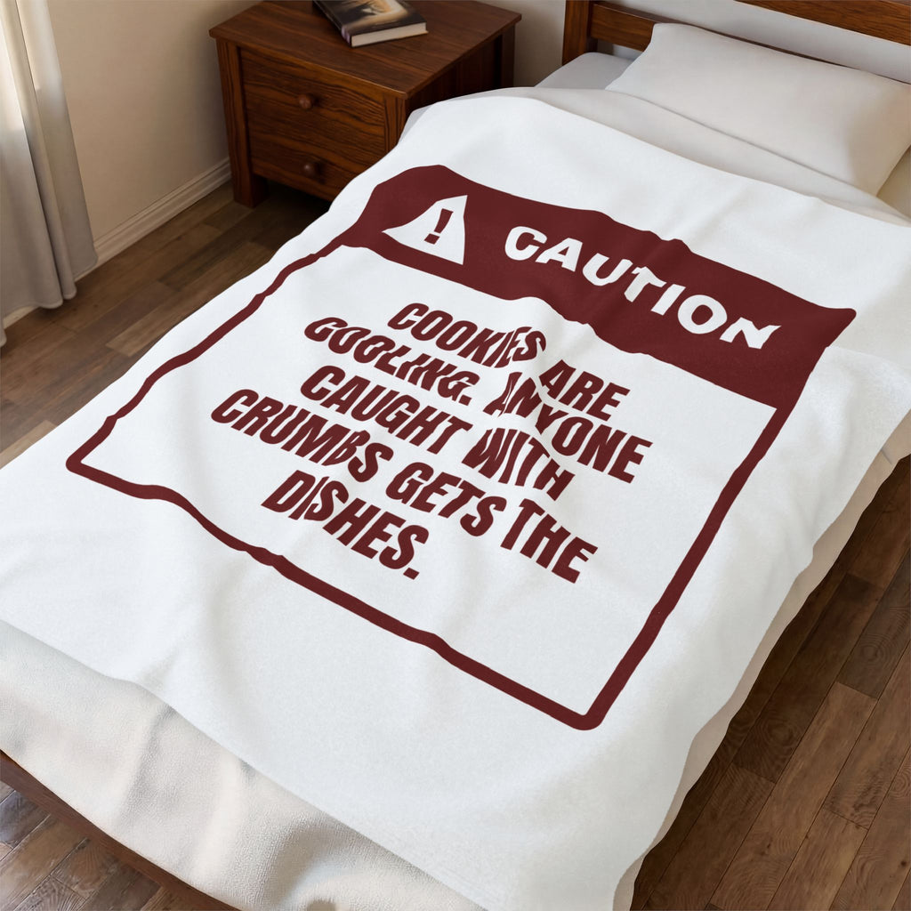 Funny Christmas Baking Throw Blanket Crumbs Mean Dish Duty Warning