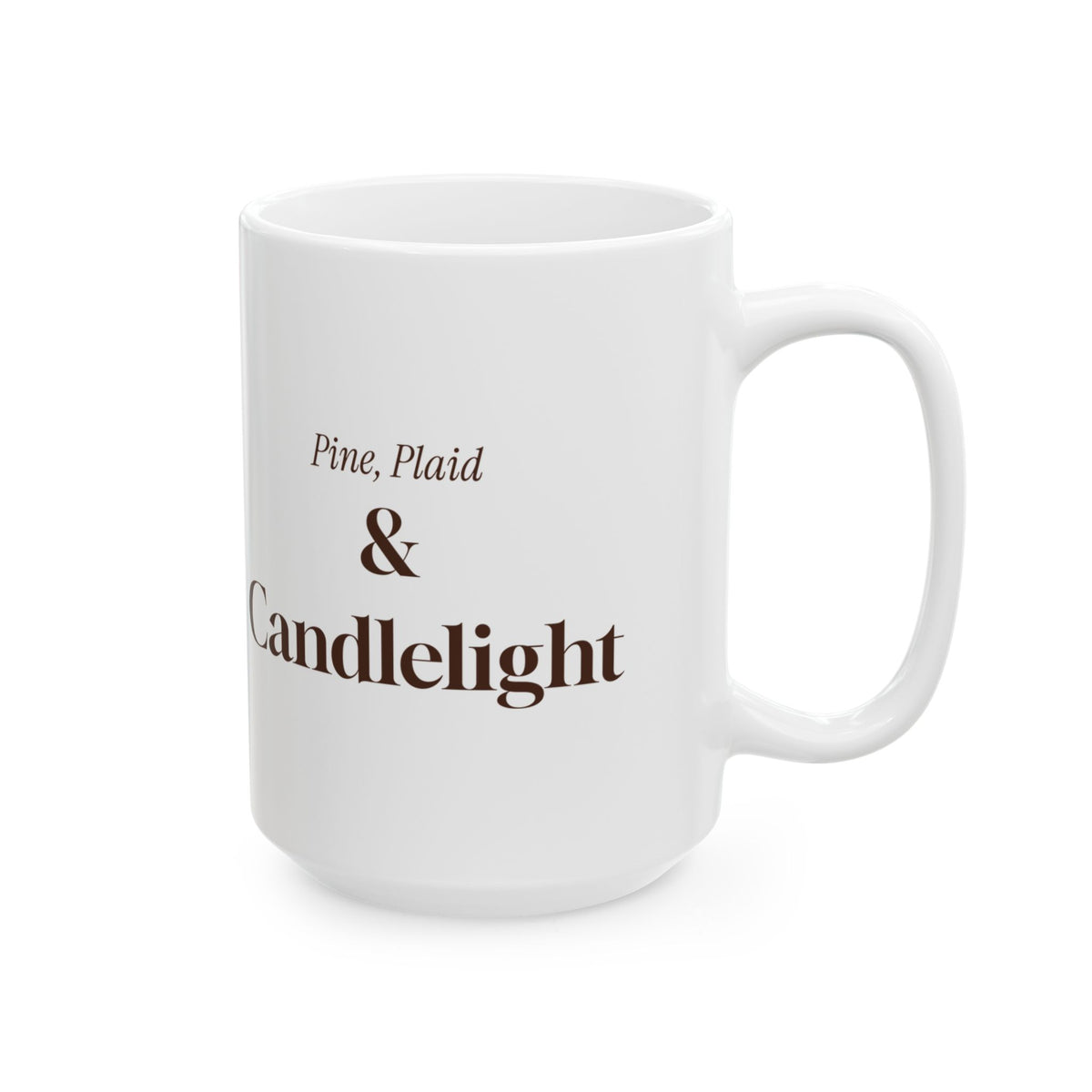 Cozy Christmas Coffee Mug Pine Plaid And Candlelight
