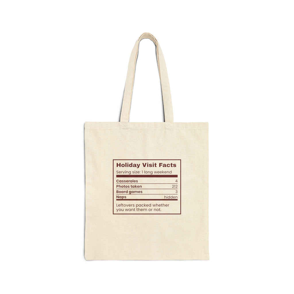 Funny Christmas In-Laws Tote Bag Holiday Visit Facts Label