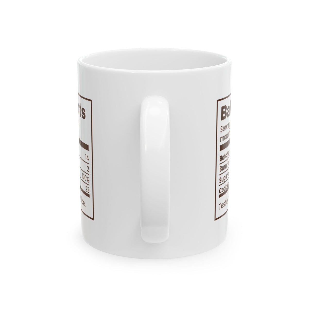 Funny Christmas Coffee Mug Baker Facts Cookies Tested Nutrition Label