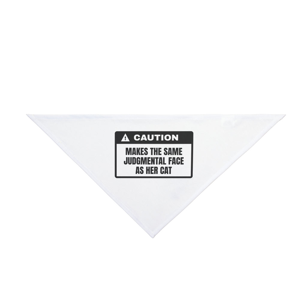 Funny Cat Mom Caution Label Dog Bandana For Cat Moms
