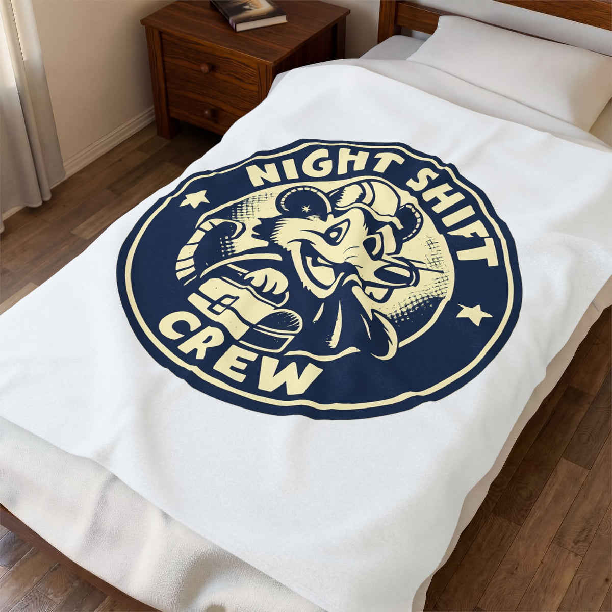 Night Shift Crew Funny Retro Possum Night Shift Worker Throw Blanket