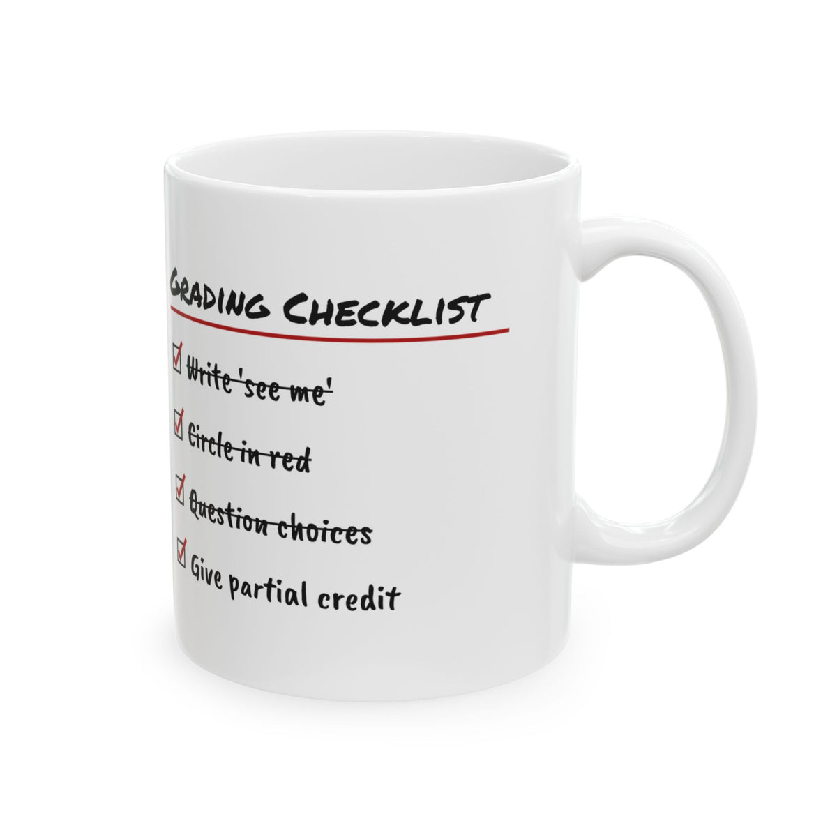 Math Teacher Coffee Mug Grading Checklist Give Partial Credit