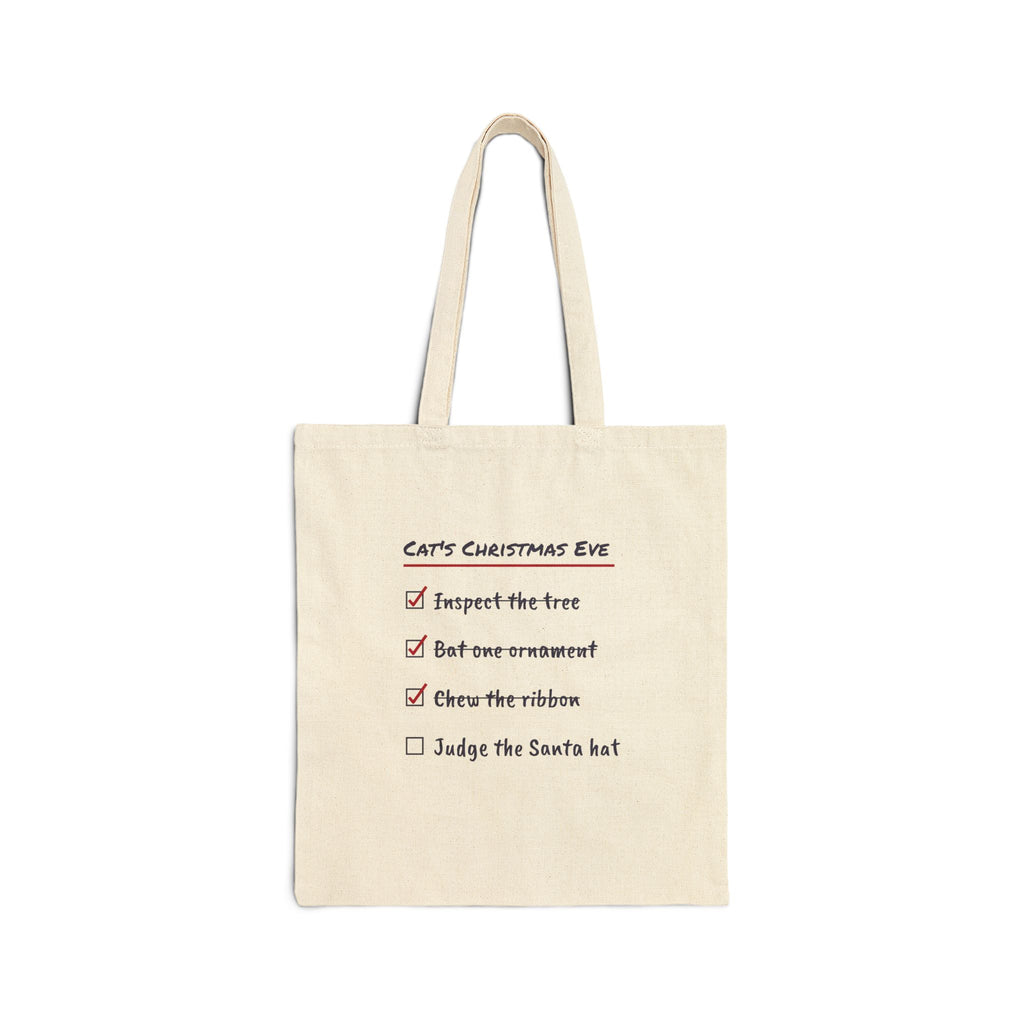 Funny Christmas Cat Tote Bag Cat's Christmas Eve Checklist