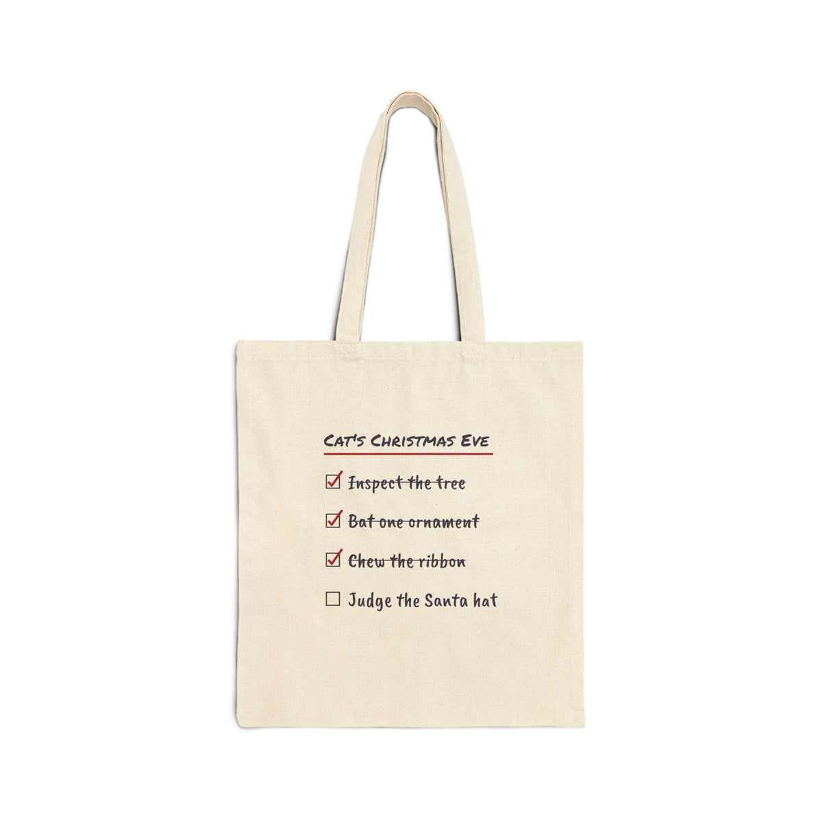 Funny Christmas Cat Tote Bag Cat's Christmas Eve Checklist