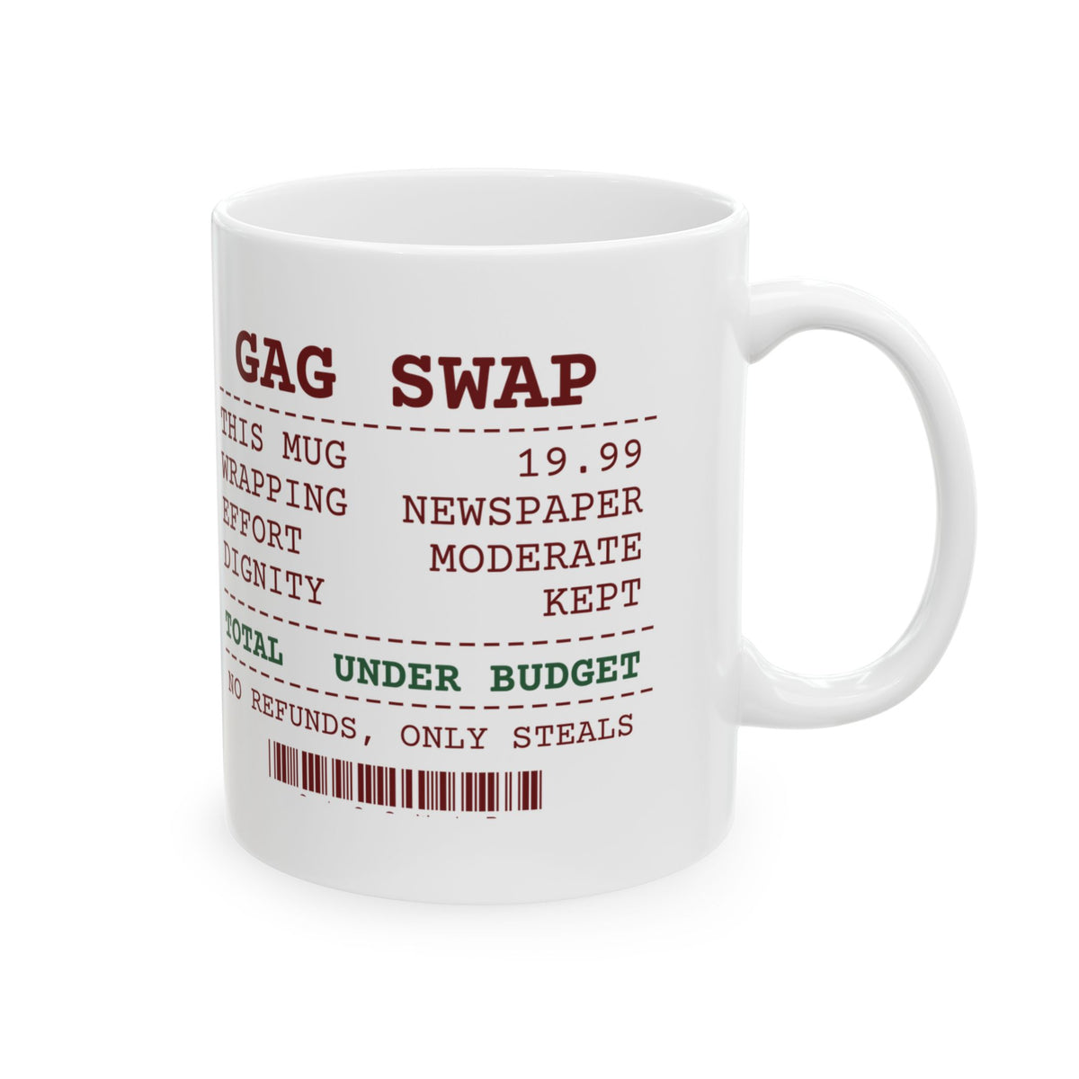 Funny White Elephant Coffee Mug Gag Swap Receipt For Office Exchange
