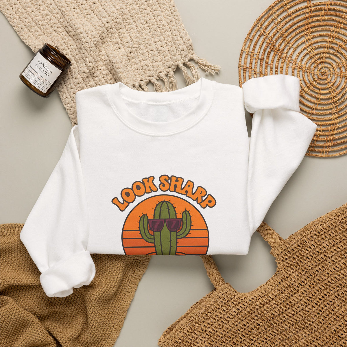 Look Sharp Funny Retro Cactus Plant Lover Sweatshirt