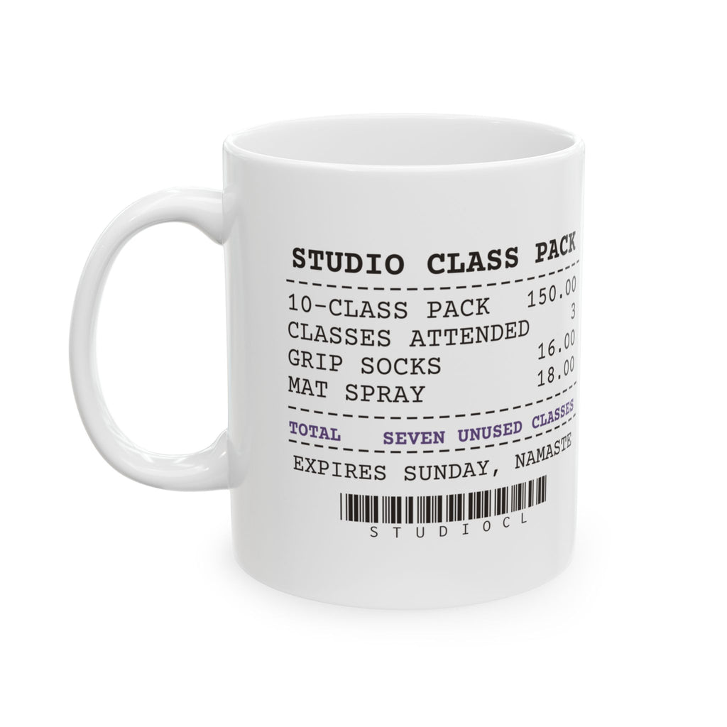 Funny Yoga Coffee Mug Class Pack Receipt Seven Unused Classes